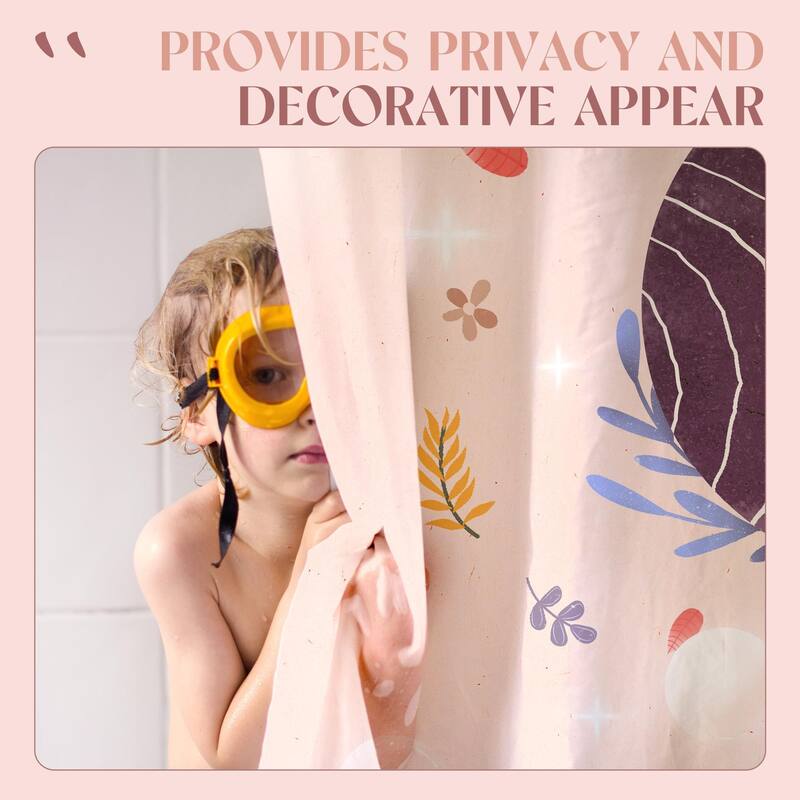 Funny Shower Curtain for Bathroom - Boho Bath Curtain Set (Pink Moon)