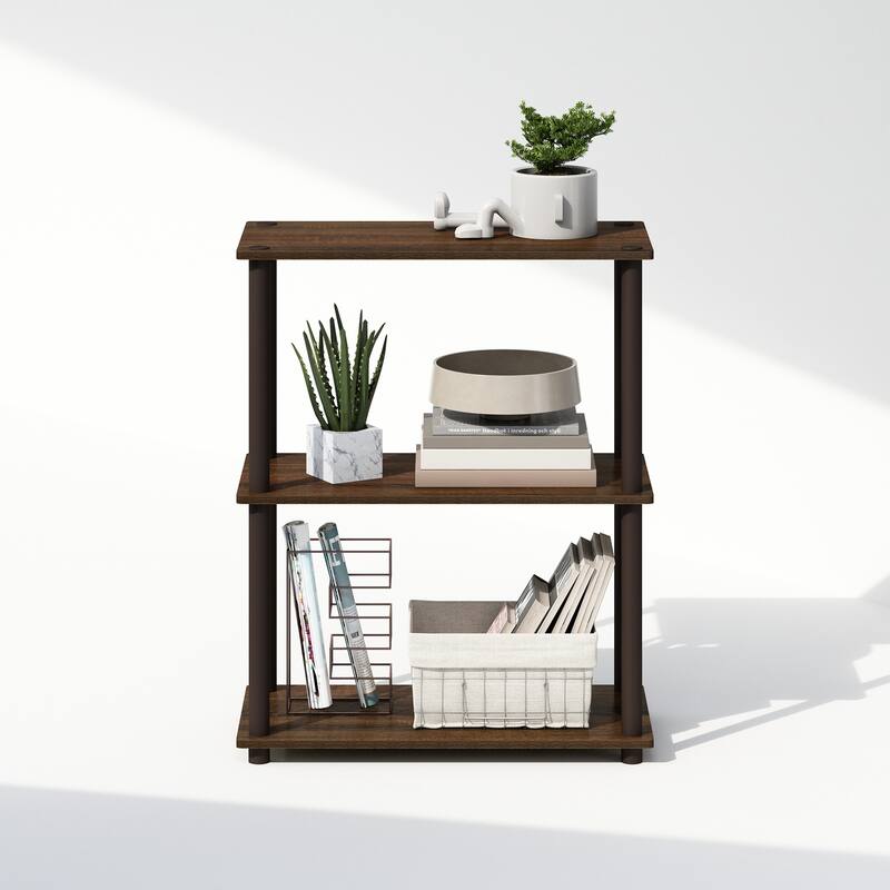 23.6 in. Tall Brown Wood 3-Shelf Bookcase