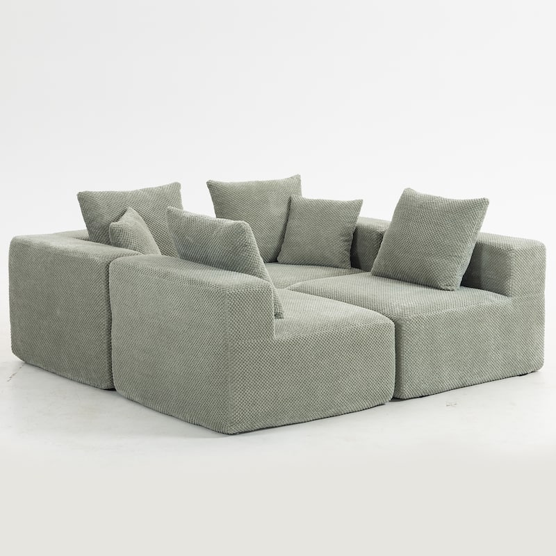 Flannelette Modular Sectional Sofa Full-Foam Build Compressed Couch