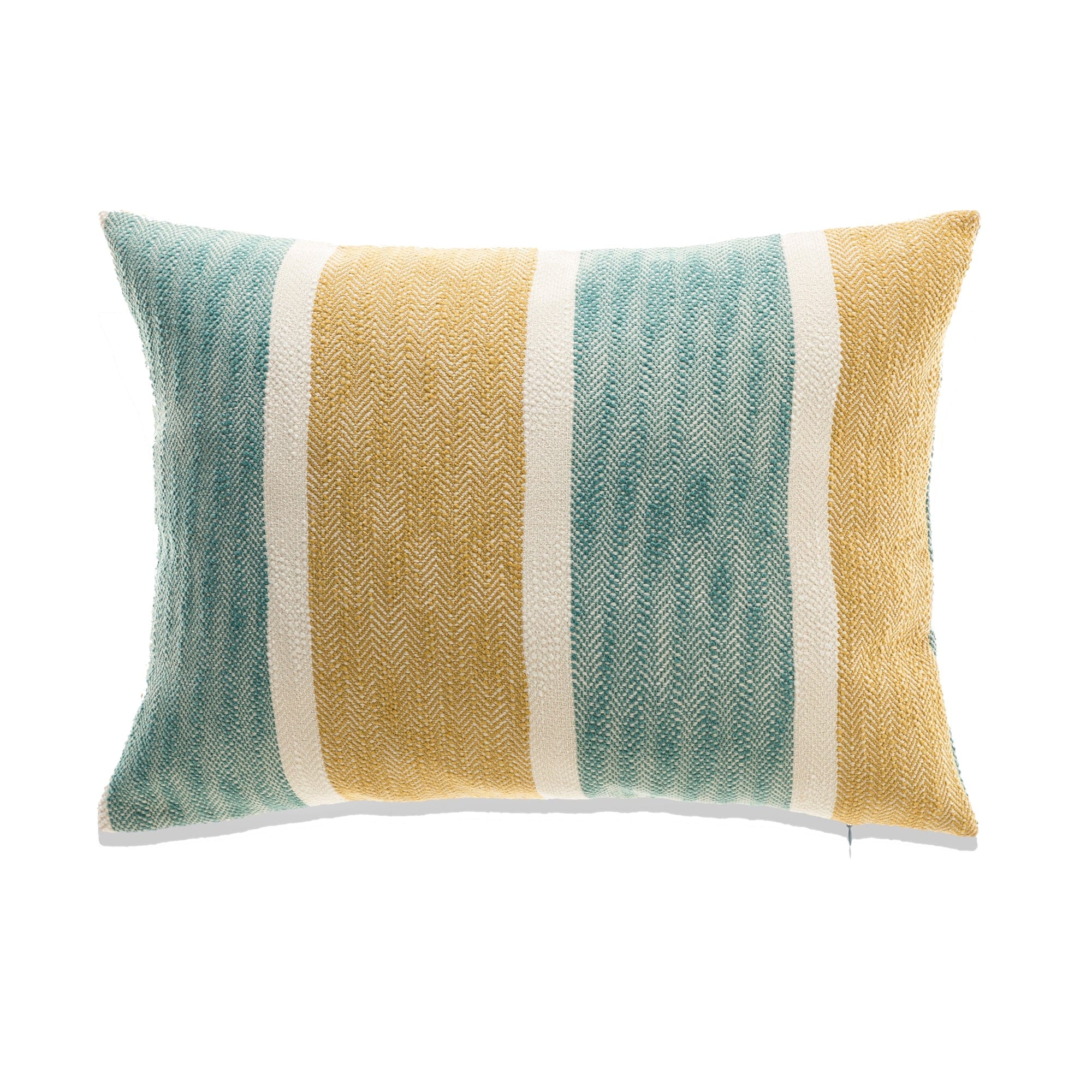 Orange, Blue And White Striped Pillow Cover
