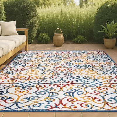 JONATHAN Y Cetara Scroll Trellis Indoor/Outdoor Area Rug