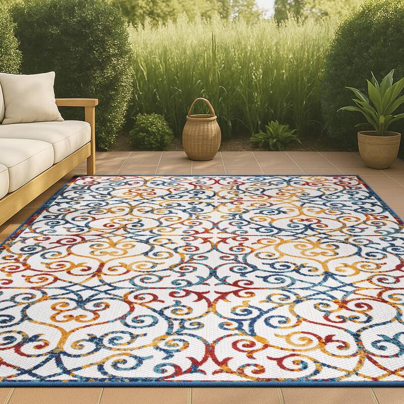 JONATHAN Y Cetara Scroll Trellis Indoor/Outdoor Area Rug