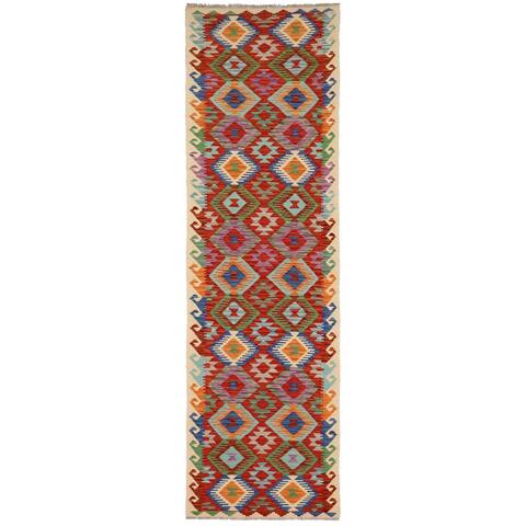 Turkish Rustic Jaylin Hand-Woven Kilim Runner - 2'6'' x 13'3'' - 2'6'' x 13'3''