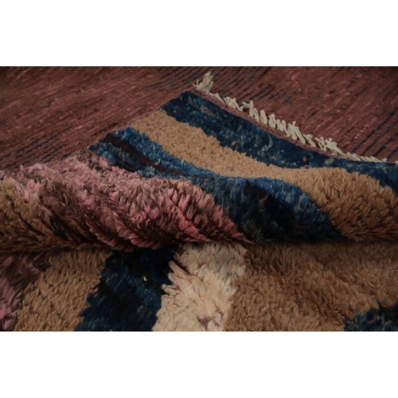 Hand Knotted Oriental 100% Wool Carpet Modern Tribal Pink Moroccan Area Rug - 9' 8'' X 6' 8''