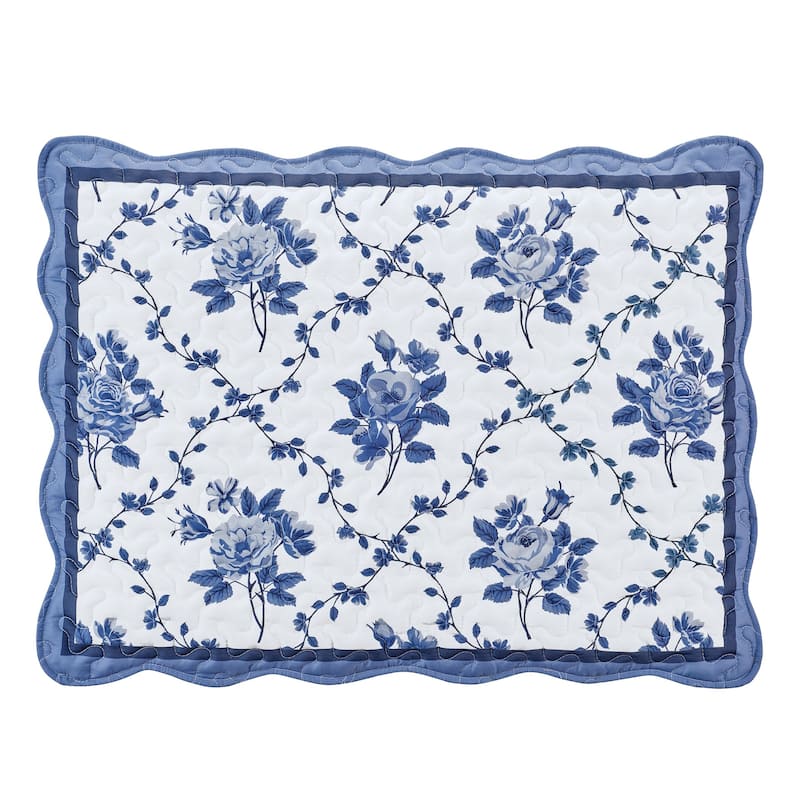 Brielle Rose Bouquet Trellis Rose Design Scalloped Edge Pillow Sham