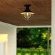 preview thumbnail 7 of 8, Dunlap Textured Black Coastal Outdoor Flush Mount Ceiling Light Clear Glass - 10-in W x 10.75-in H x 10-in D
