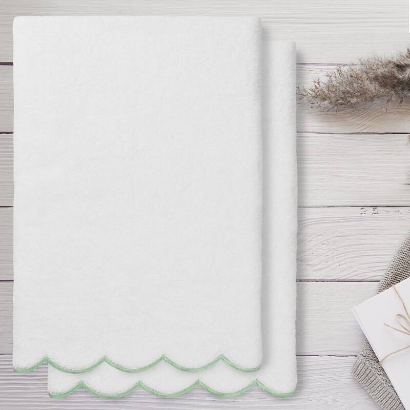 Authentic Hotel and Spa 100% Turkish Cotton ADORNIA Scallop Bath Towel