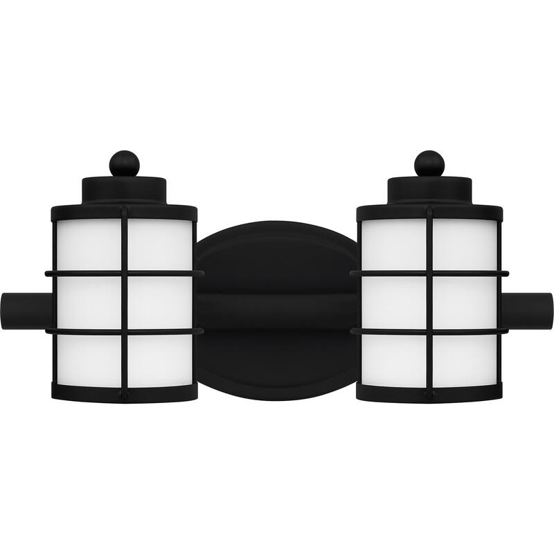 Hazlett 2-Light Matte Black Vanity Light
