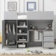 preview thumbnail 1 of 10, Wood Full Loft Bed with Built-in Wardrobe, Desk, Storage Shelves & Drawers, Grey Grey