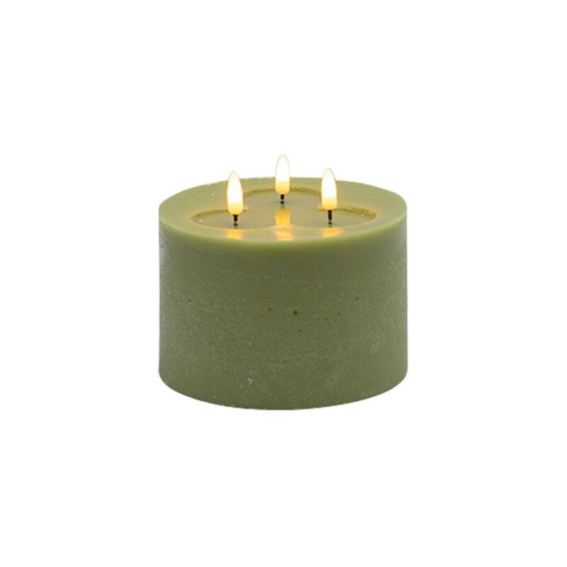 Small 3 Wicked LED Lighted Flameless Candle - 6" - Green