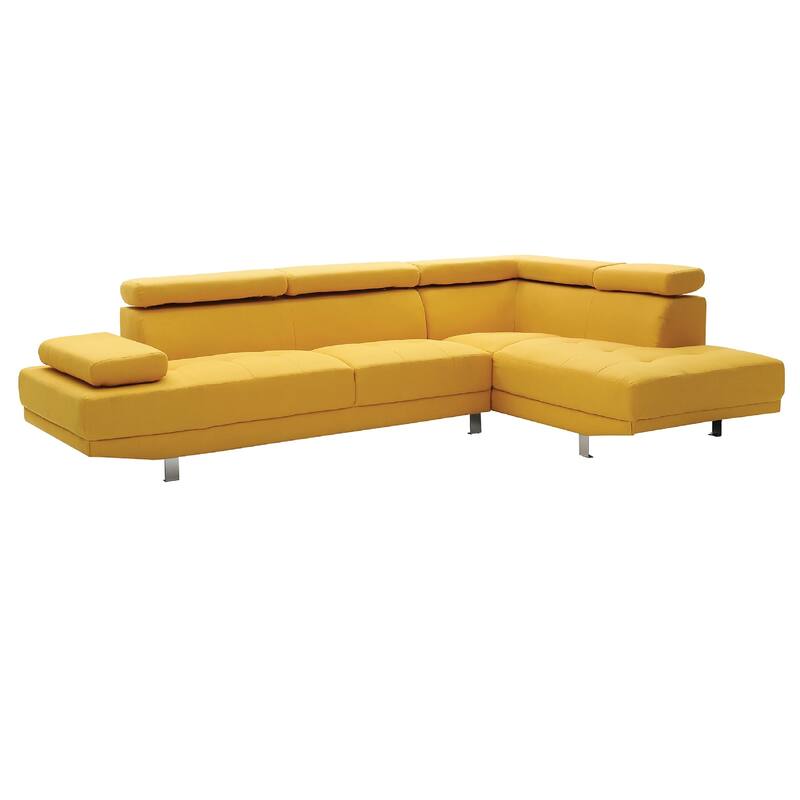 Adjustable Twill L Shape Sectional Sofa - 109" - Yellow