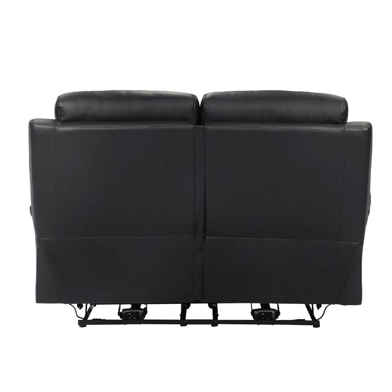 Hanna Power Double Reclining Loveseat, Black Leather, USB, 64 Inch