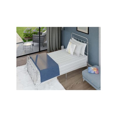 Twin Bed Frame - Metal Legs, Powder Coated Silver - Modern Deluxe Platform Bed