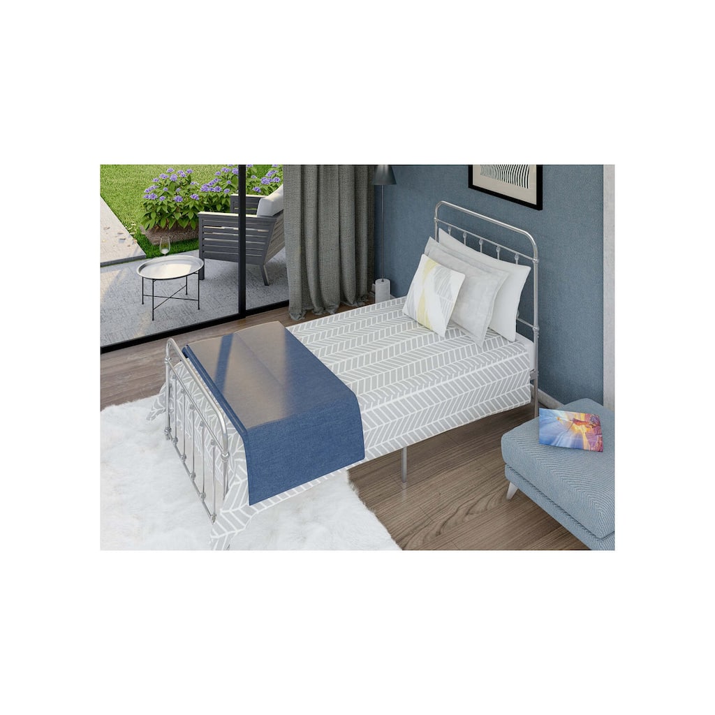 Twin Bed Frame - Metal Legs, Powder Coated Silver - Modern Deluxe Platform Bed