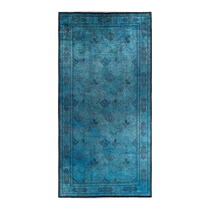 Overdyed, One-of-a-Kind Hand-Knotted Area Rug - Blue - 8' 2" x 16' 10"