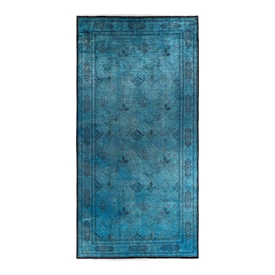 Overdyed, One-of-a-Kind Hand-Knotted Area Rug - Blue - 8' 2" x 16' 10"