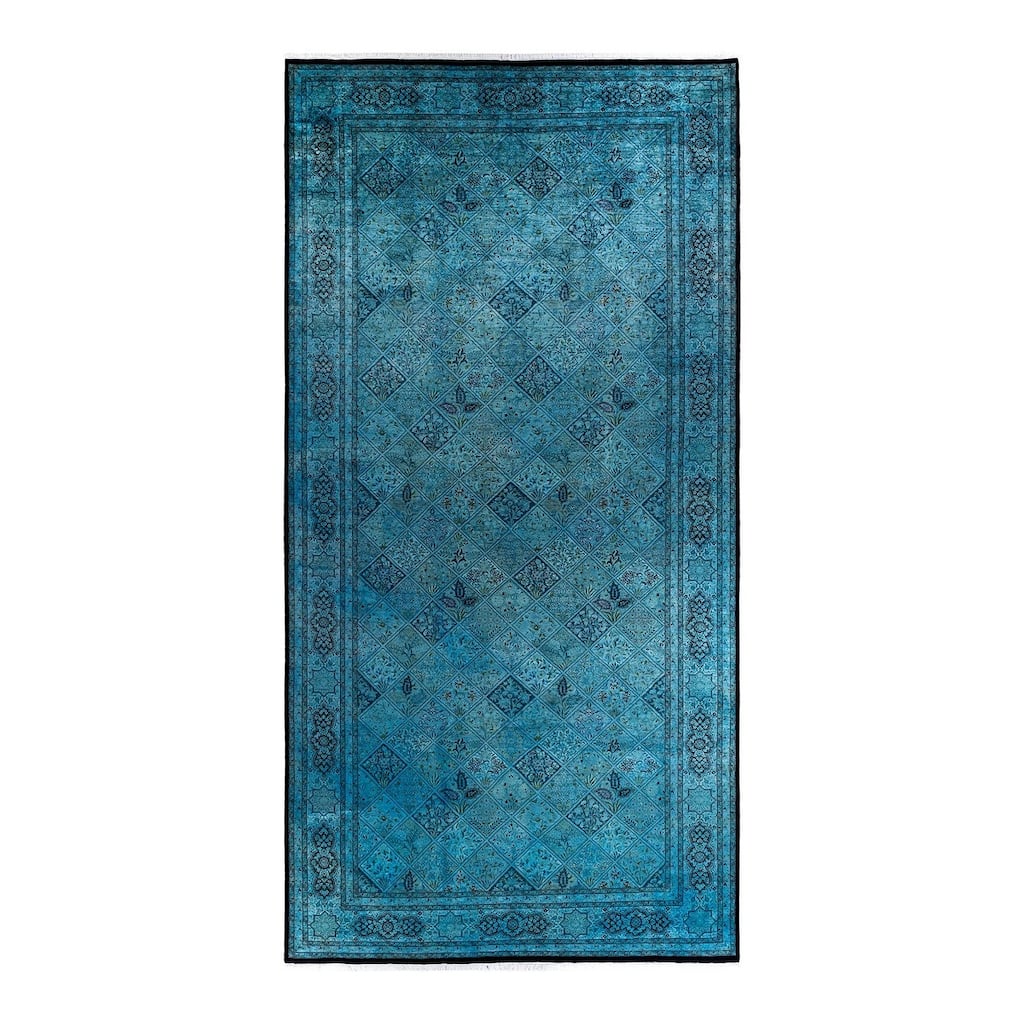 Overdyed, One-of-a-Kind Hand-Knotted Area Rug - Blue - 8' 2" x 16' 10"