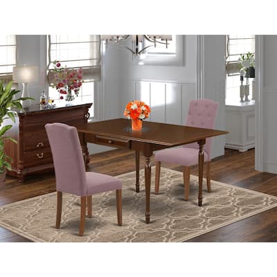 3-Piece Mahogany Finish Solid Wood Top Dining Table Set