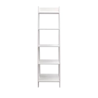 Adeptus Solid Wood 5 Shelf Ladder Bookshelf Solid White