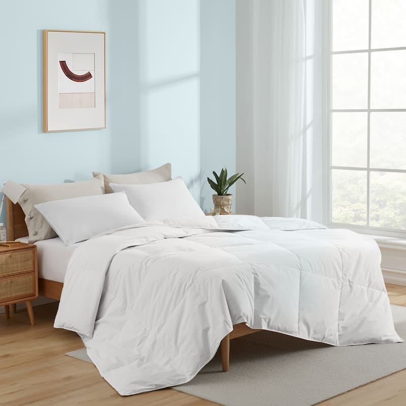 Lightweight & All-Season White Goose Feather Down Comforter Duvet. - King - White/Lightweight