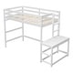preview thumbnail 11 of 22, Twin High Loft Bed with Ladder landing Platform and Guardrails, White