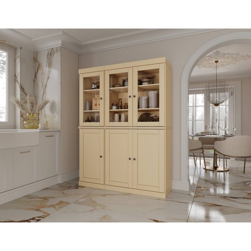 Palace Imports 100% Solid Wood Pantry China Cabinet, Raised Panel & Clear Glass Doors, 48.5" Wide, 71.5" Tall - 48.5" x 71.5" - Yellow