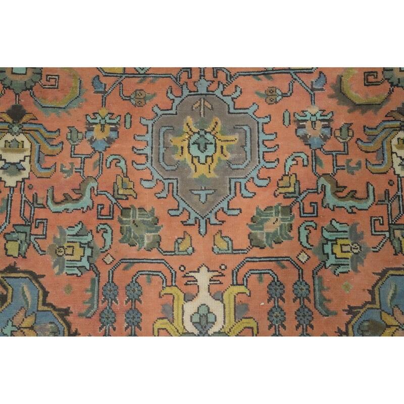 Hand Knotted Oriental 100% Wool Carpet Traditional Floral Coral Tabriz Area Rug - 12' 8'' X 9' 7''