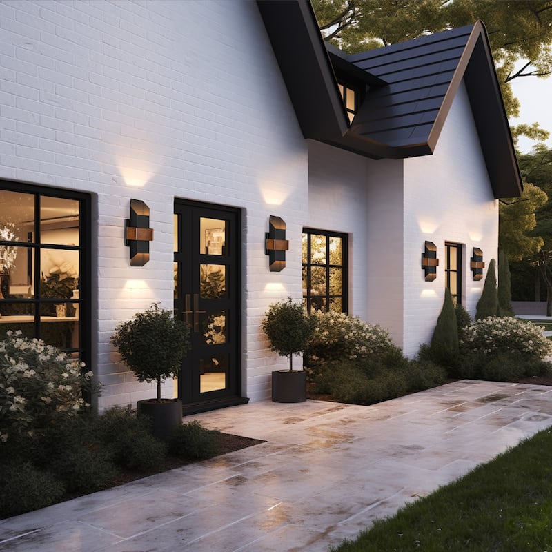 2-Light Matte Black Iron LED Outdoor Wall Light(2 Pack)