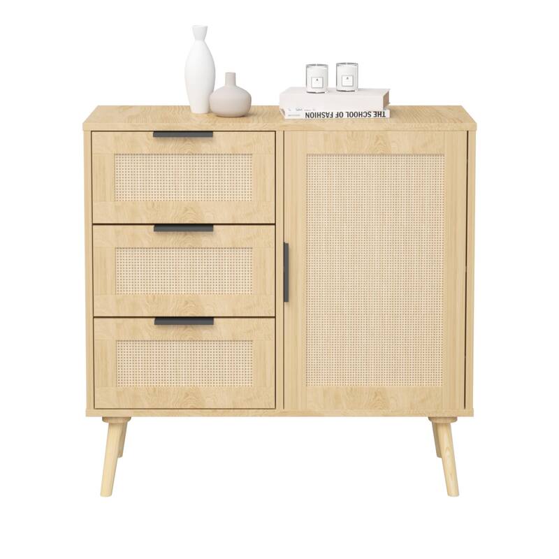 Modern Wooden Storage Cabinet with Three Spacious Drawers and Adjustable Shelf