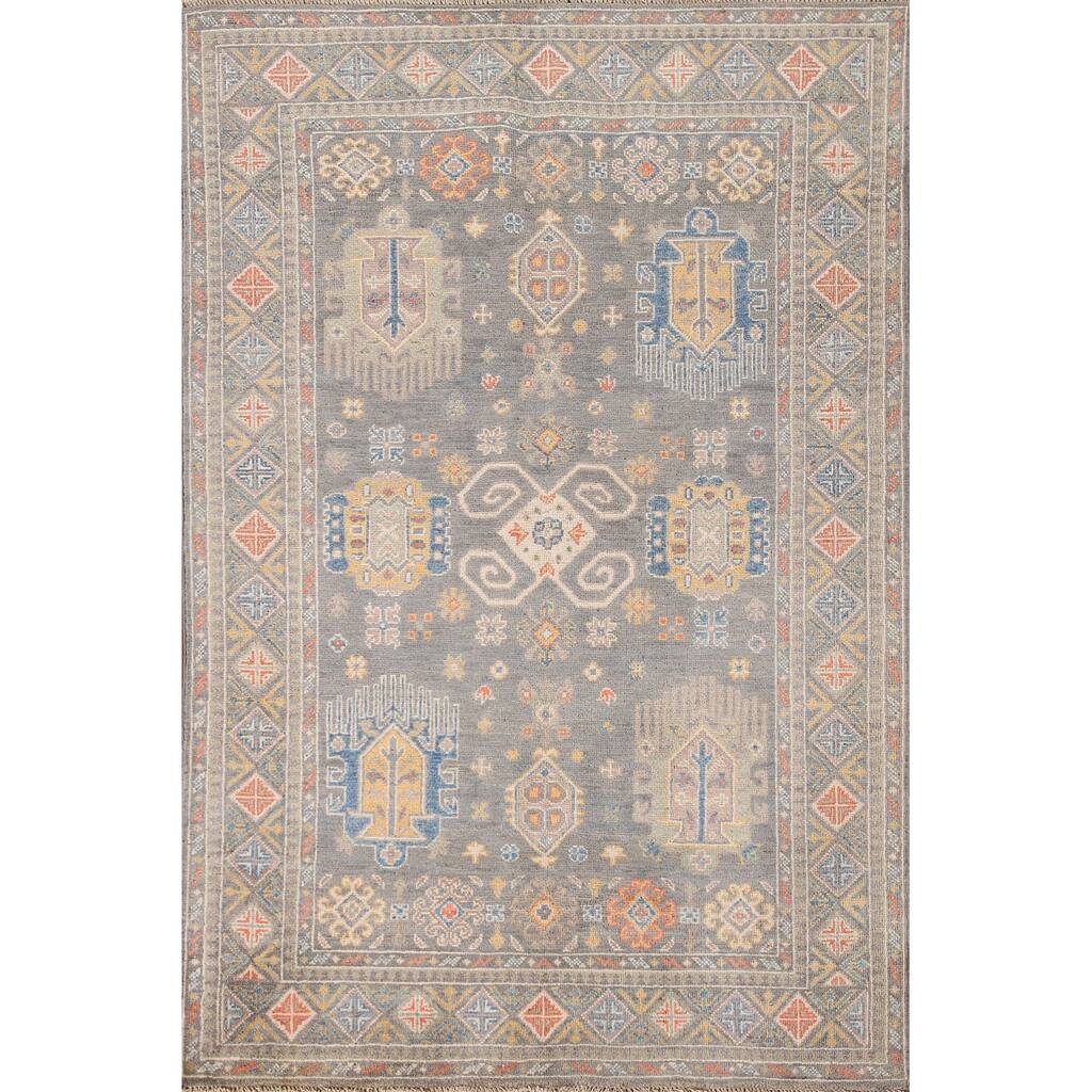 Kazak Oriental Area Rug Handmade Wool Carpet - 4'0"x 5'10"