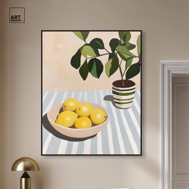 Lemon with Green Canvas by Art Remedy