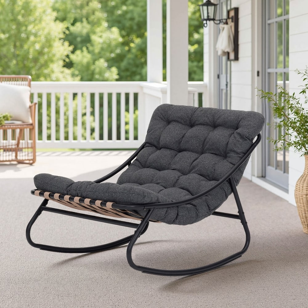 UIXE Outdoor Rocking Chair Lounge Chairs With Cushion