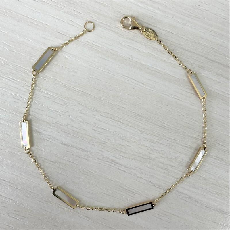 Joelle Collection Mother of Pearl Stackable Bar Bracelet - 14K Gold Mother Of Pearl Bracelet