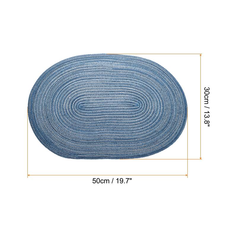 6pcs Oval Braided Placemats 19.7" Non-Slip Washable Oval Table Mats - Dark Blue