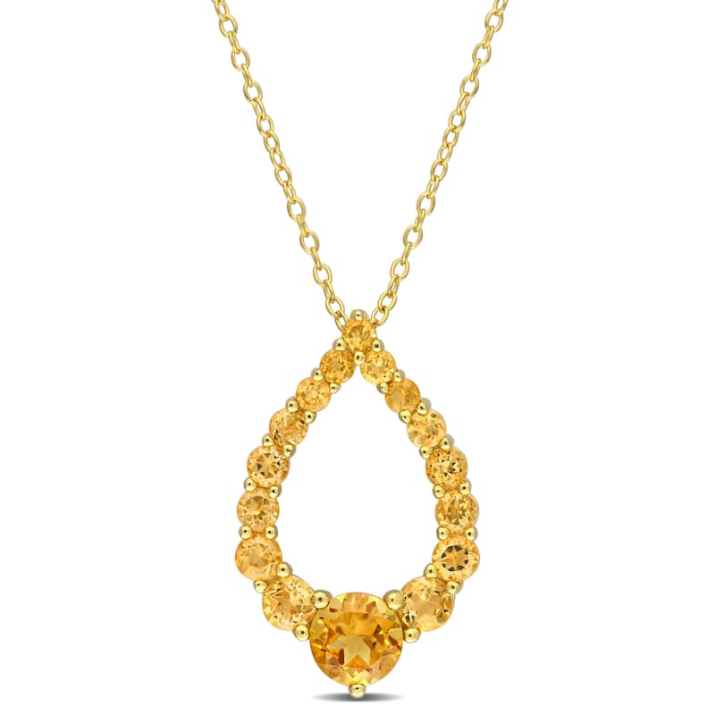 Miadora Madeira Citrine Honey Citrine & Citrine Open Necklace in Yellow Plated Sterling Silver