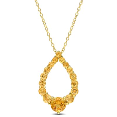 Miadora Madeira Citrine Honey Citrine & Citrine Open Necklace in Yellow Plated Sterling Silver