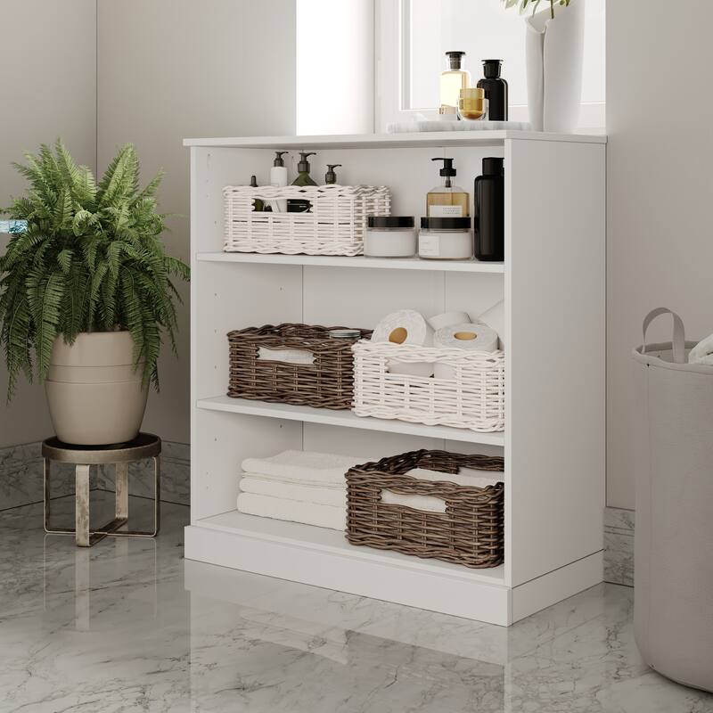 Palace Imports 100% Solid Wood 32" Bathroom Cabinet with Adjustable Shelves - White