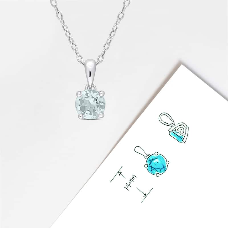 Miadora Birthstone Gemstone Heart Design Solitaire Necklace Sterling Silver