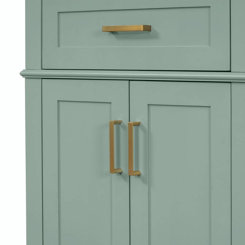 36" Modern Bathroom Vanity with Ceramic Sink, Soft-Close Door and 4 Storage Drawers