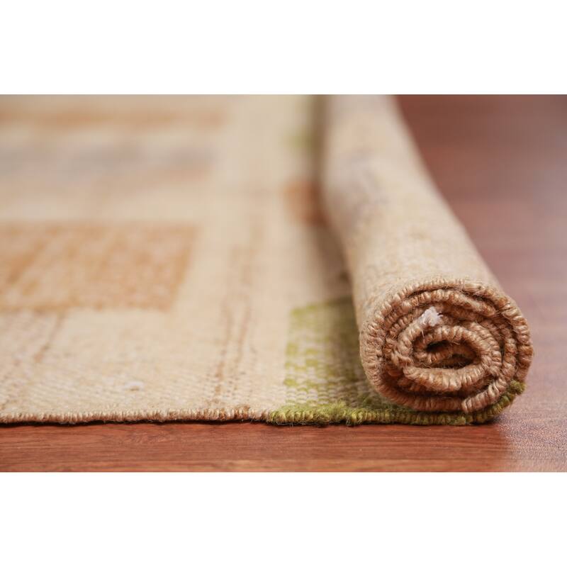 Hand Woven Oriental 100% Jute Carpet Southwestern Modern Beige & Ivories Kilim Area Rug - 11' 3'' X 9' 8''