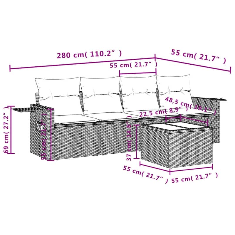 vidaXL Garden Sofa Set Black