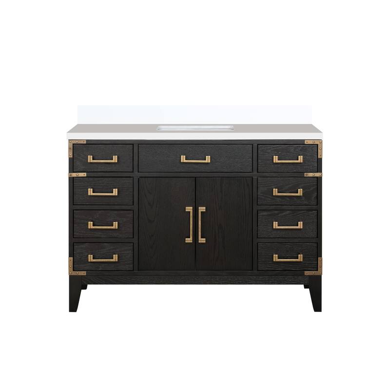 Laurel 48 in W x 22 in D Black Oak Single Bath Vanity and White Quartz Top