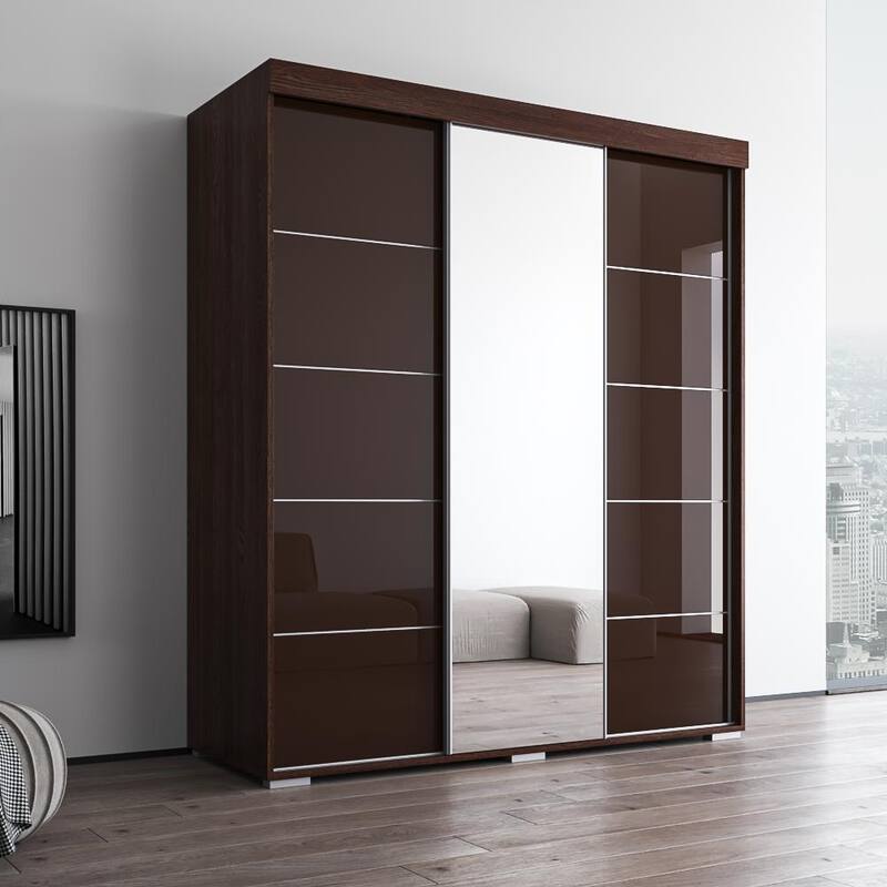 Aria Modern 3-door Wardrobe Armoire with Mirror