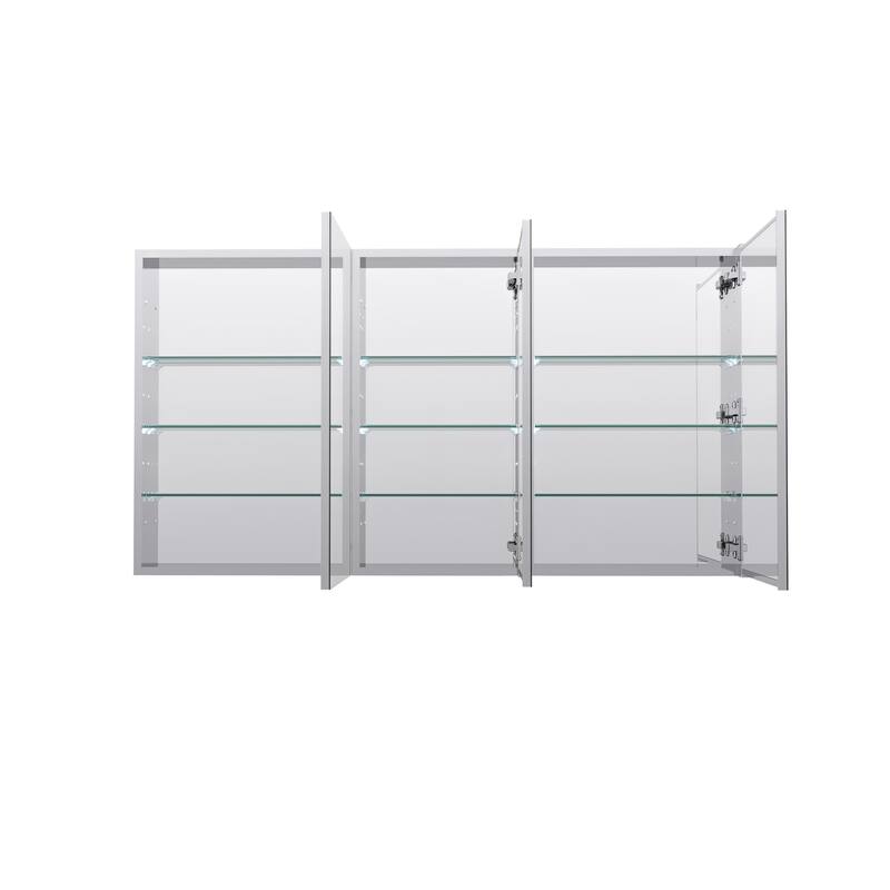 52''/56''W X 30''H Recessed Or Surface Wall Mount Bathroom Medicine Cabinet With Adjustable Glass Shelves