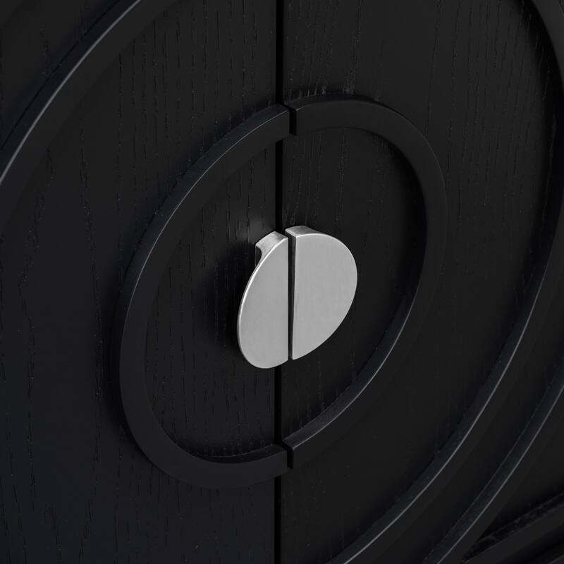 Retro Sideboard Doors with Circular Groove Design Round Metal Door Handle - 60"L x 16"W x 32"H