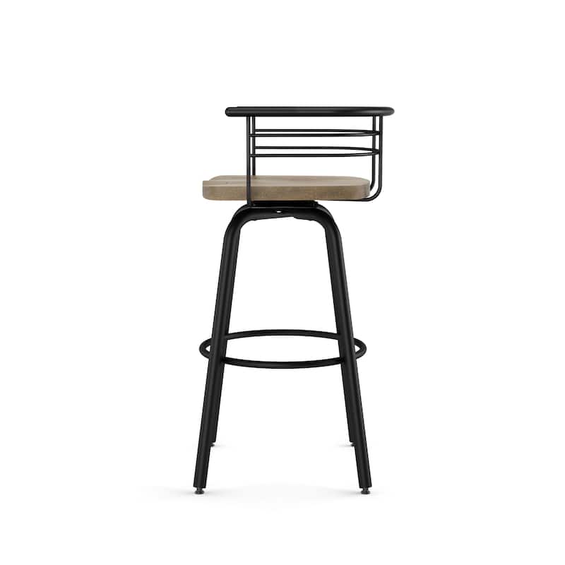 Amisco Brisk Swivel Counter Stool with Distressed Wood Seat