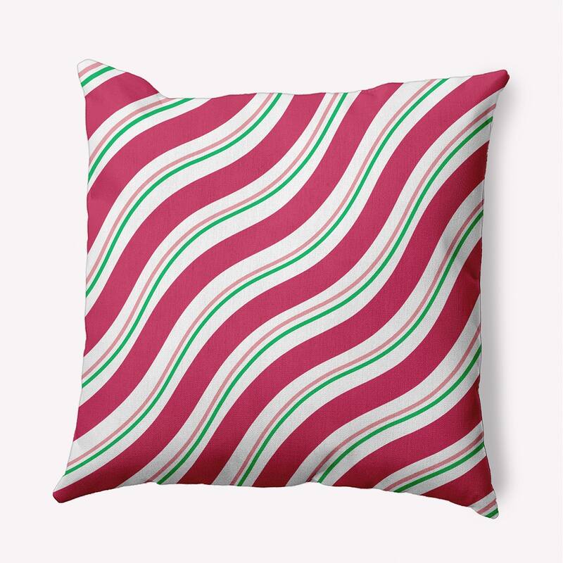 Candy Stripes Christmas Indoor/Outdoor Throw Pillow - 20" x 20" - Holiday Pink