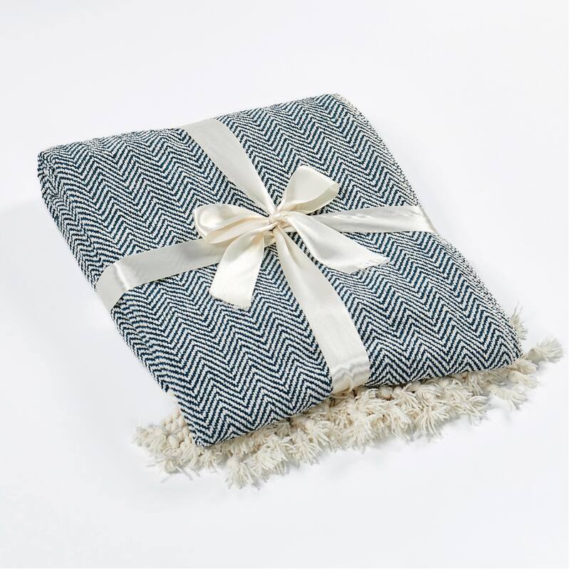 Extra Cozy Chevron Knit Throw Super Soft Knitted Blanket for Couch