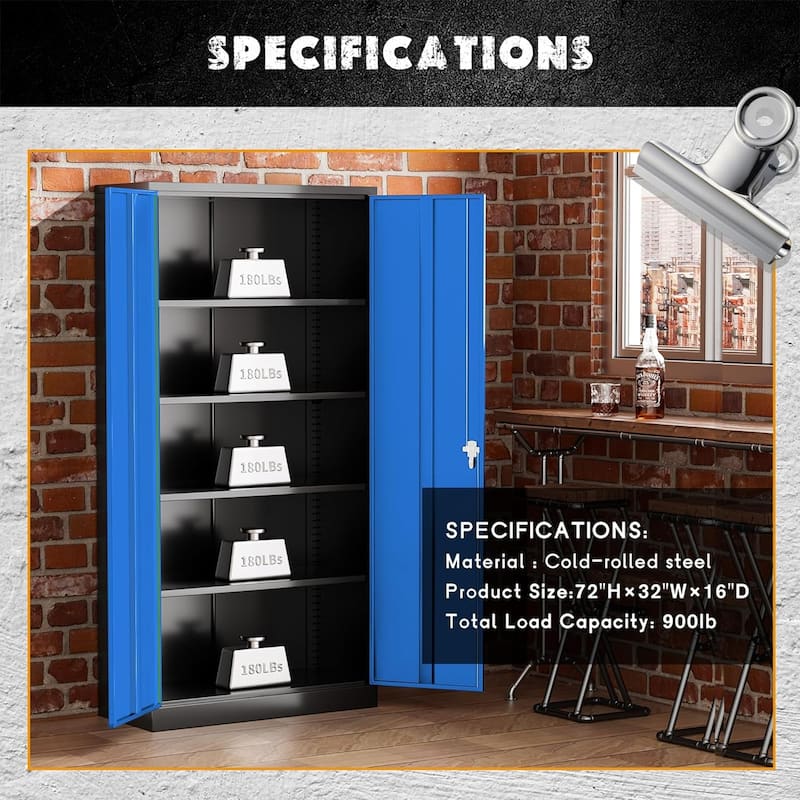 71'' H x 32'' W Metal Garage Storage Cabinet with Locking Doors and Adjustable Shelves