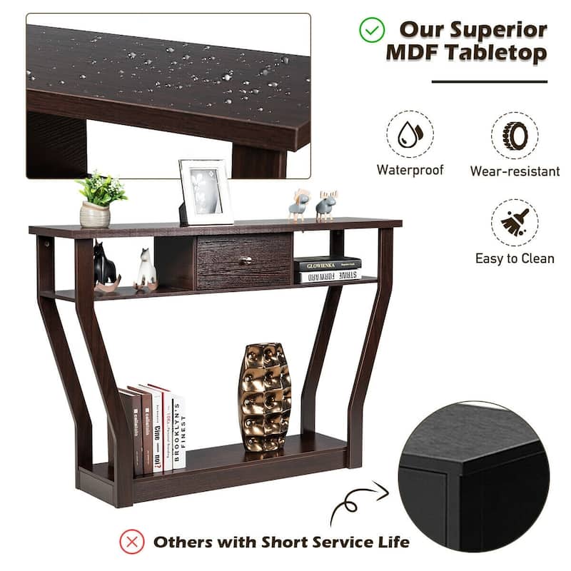 Modern Sofa Accent Table with Drawer - 47'' x 12'' x 32'' (L x W x H)